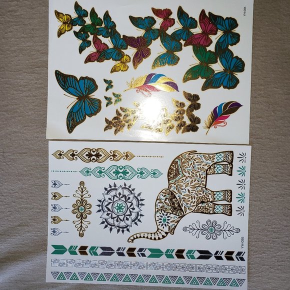 3 sheets Golden Silver Temporary Tattoo - Picture 3 of 15